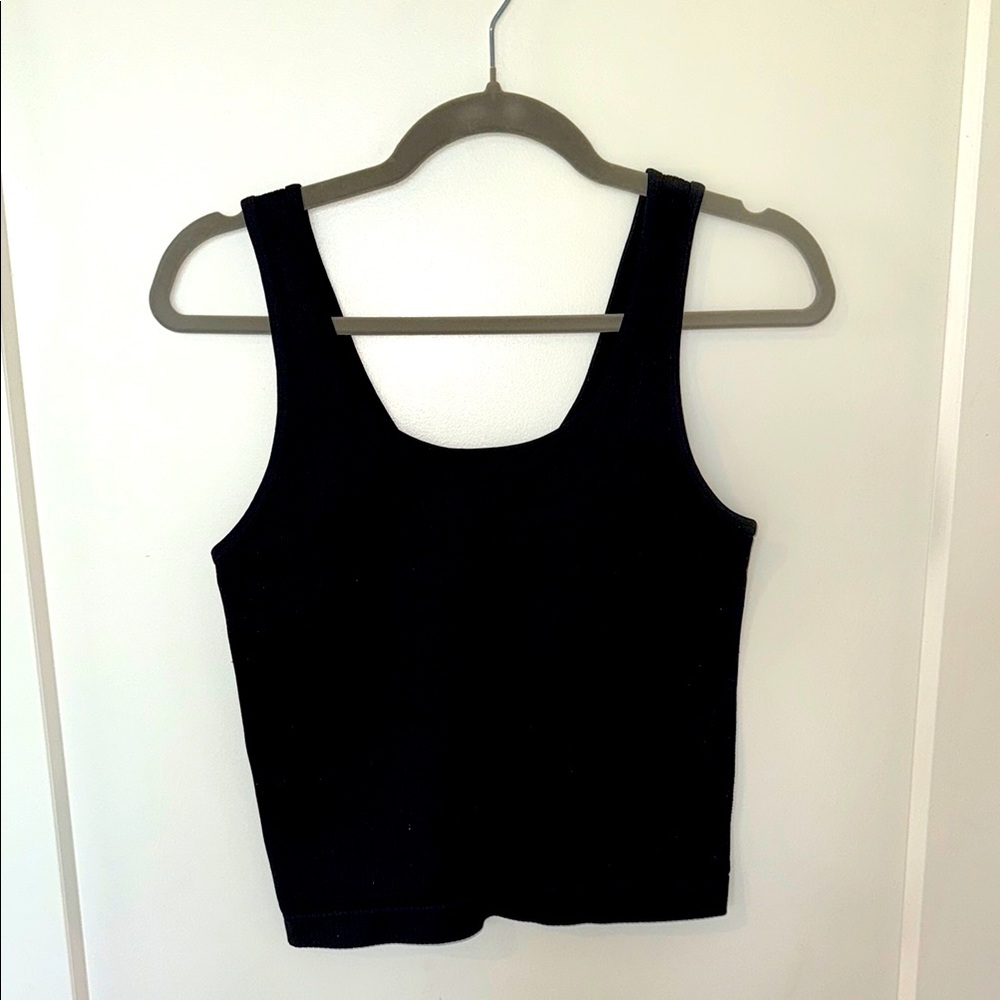 A New Day Black and White Fitted Crop Tank Top Set